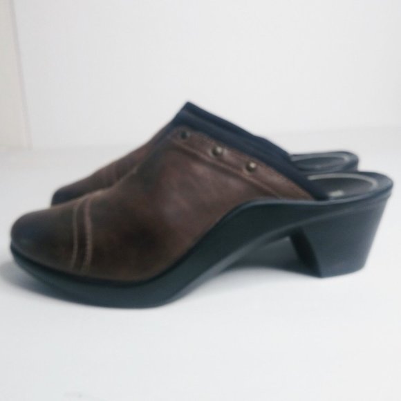 ROMIKA Brown Leather Slip On Mules Clogs w/Block Heel Shoes SZ 40/9-9.5 US - Picture 5 of 7